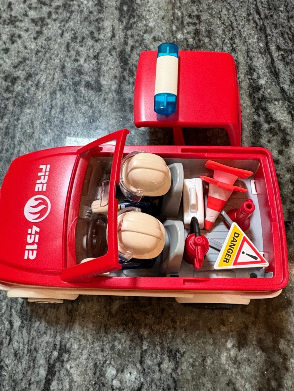 Playmobil 2008 Kids Fire Rescue Toy Truck with Accessories - Red, 2 Figures
